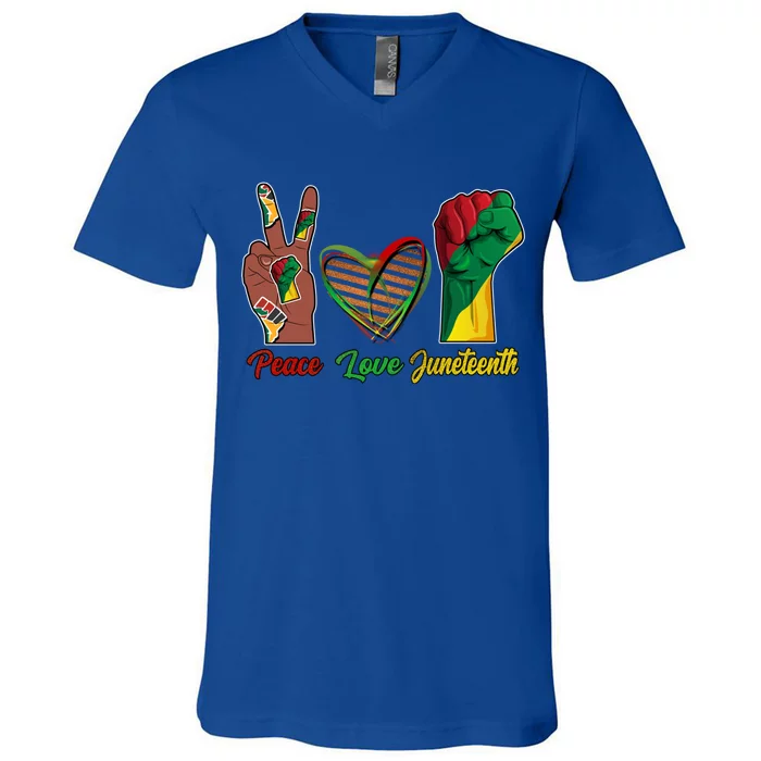 Peace Love Juneteenth Party African American Gift V-Neck T-Shirt