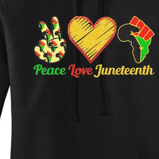 Peace Love Juneteenth Black Pride Freedom Black History Day Women's Pullover Hoodie