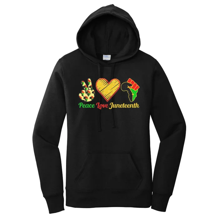 Peace Love Juneteenth Black Pride Freedom Black History Day Women's Pullover Hoodie