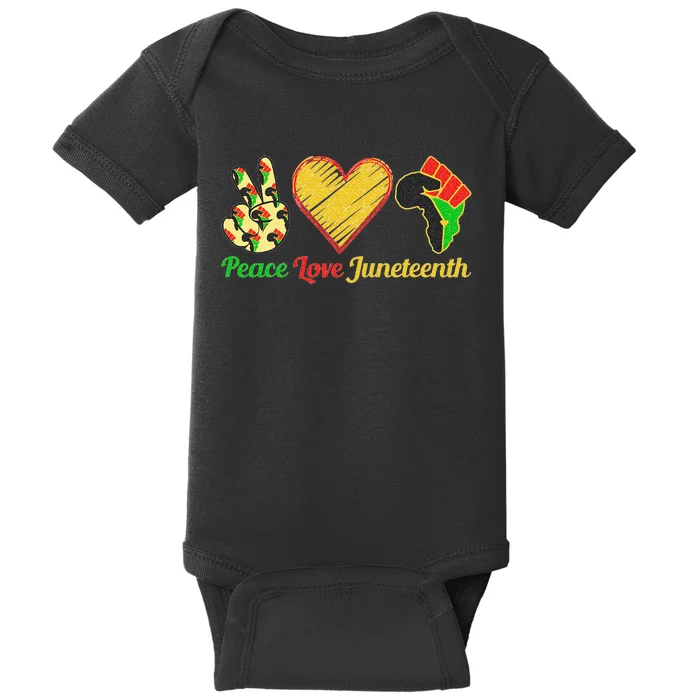 Peace Love Juneteenth Black Pride Freedom Black History Day Baby Bodysuit