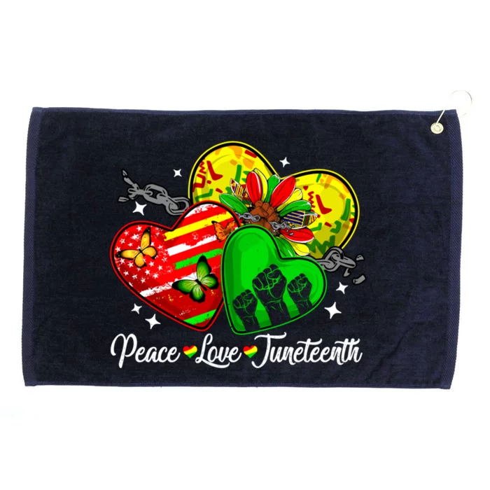 Peace Love Juneteenth Hearts Black Pride Black History Month Gift Grommeted Golf Towel