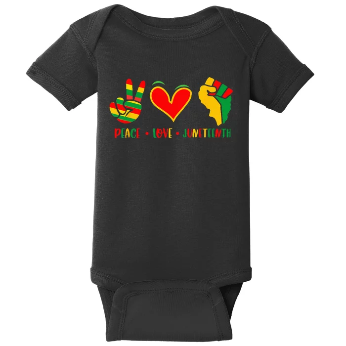 Peace Love Juneteenth 1865 Independence Day Black Pride Baby Bodysuit