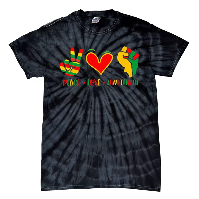 Peace Love Juneteenth 1865 Independence Day Black Pride Tie-Dye T-Shirt