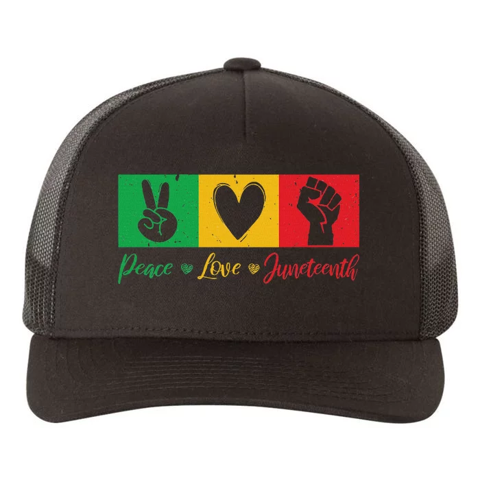 Peace Love Juneteenth Black Freedom Design Yupoong Adult 5-Panel Trucker Hat