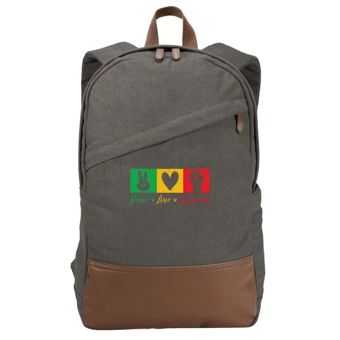 Peace Love Juneteenth Black Freedom Design Cotton Canvas Backpack