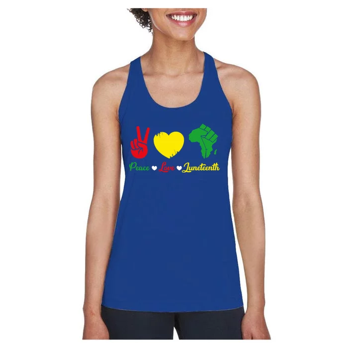 Peace Love Juneteenth Pride Black African Gift Women's Racerback Tank