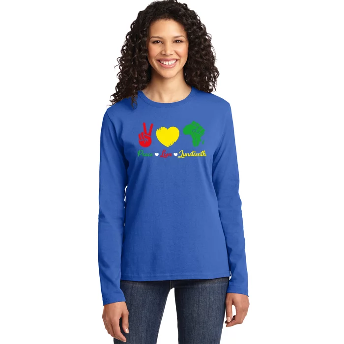 Peace Love Juneteenth Pride Black African Gift Ladies Long Sleeve Shirt