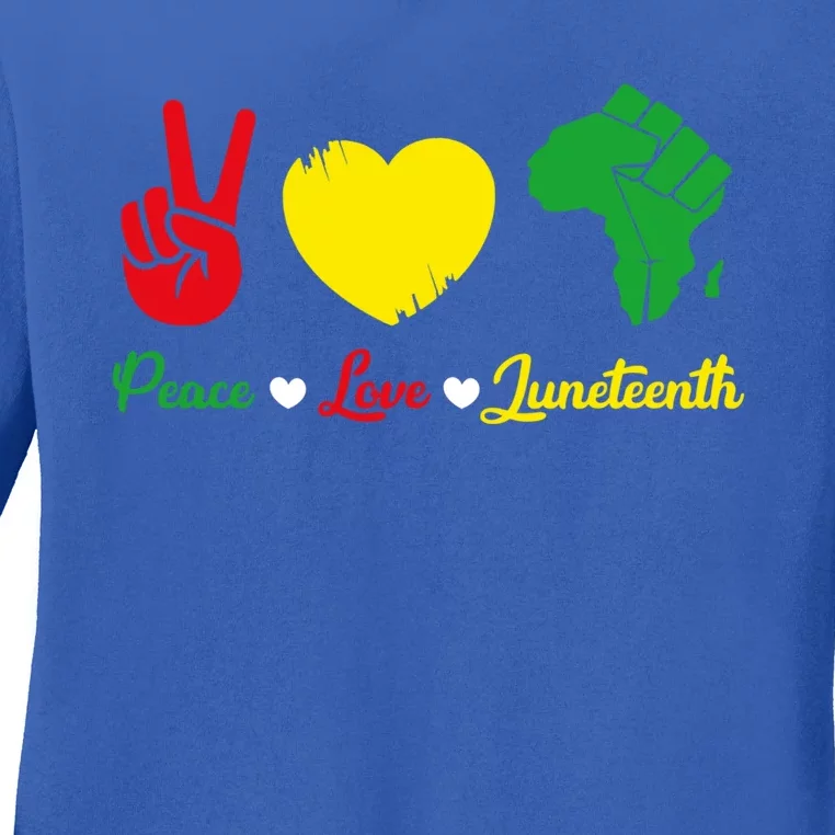 Peace Love Juneteenth Pride Black African Gift Ladies Long Sleeve Shirt