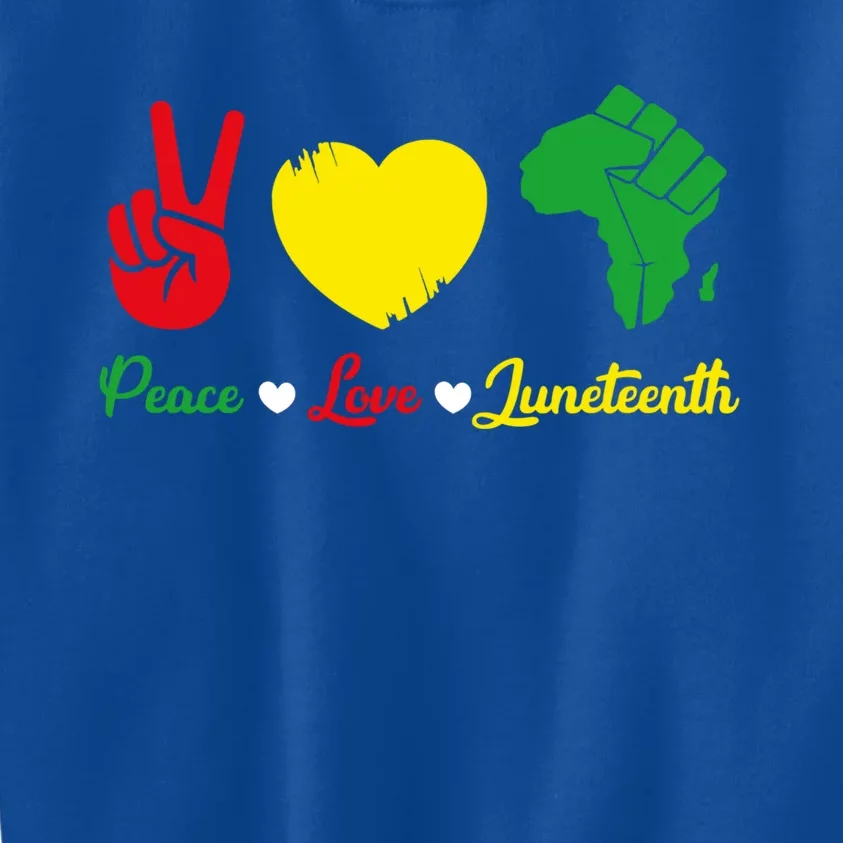 Peace Love Juneteenth Pride Black African Gift Kids Sweatshirt