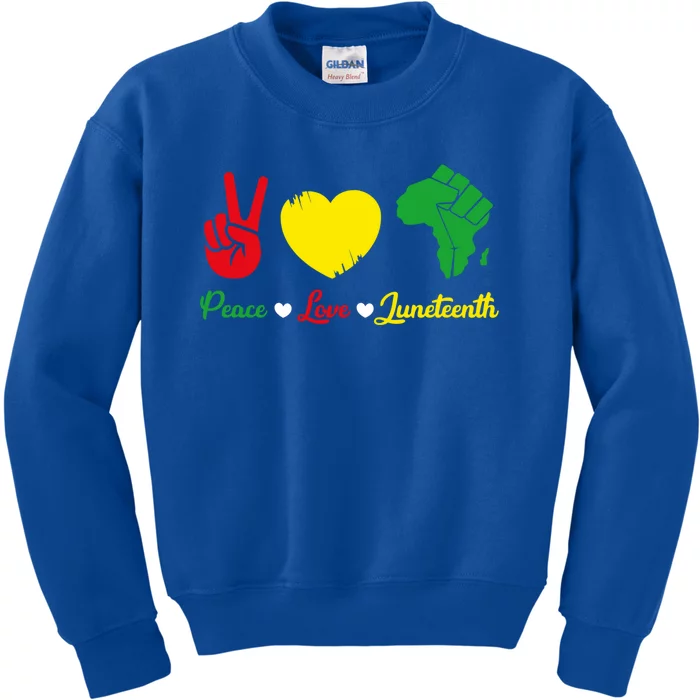 Peace Love Juneteenth Pride Black African Gift Kids Sweatshirt