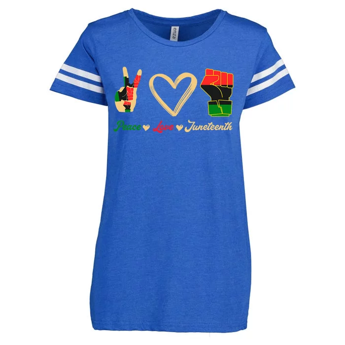 Peace Love Juneteenth Celebrate Black Freedom Enza Ladies Jersey Football T-Shirt