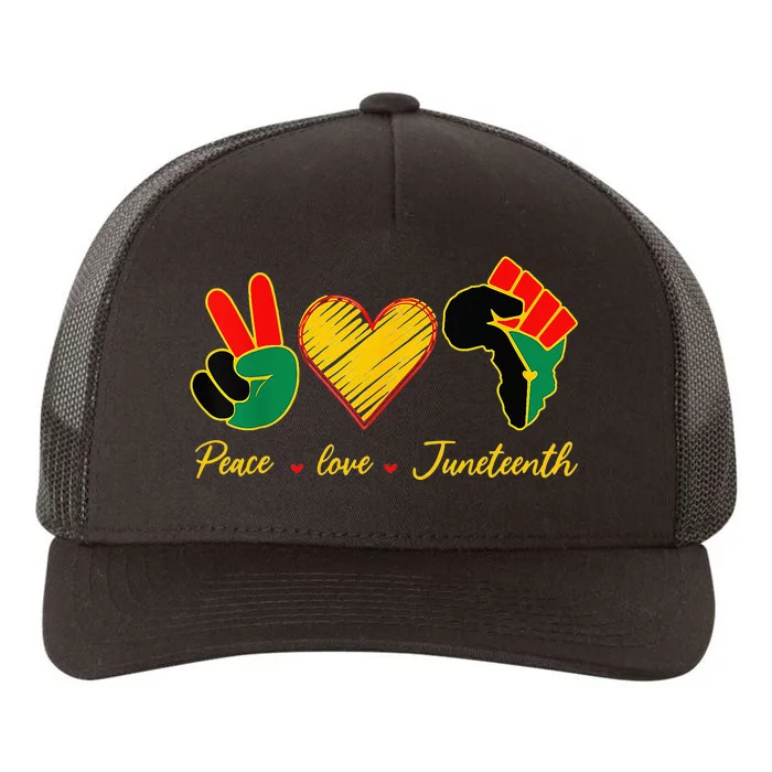 Peace Love Juneteenth Pride Black Girl Black Queen & King Yupoong Adult 5-Panel Trucker Hat