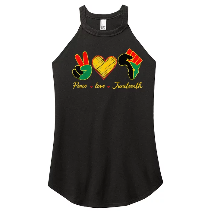 Peace Love Juneteenth Pride Black Girl Black Queen & King Women’s Perfect Tri Rocker Tank