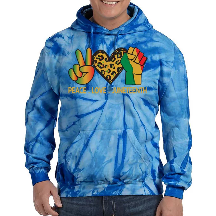 Peace Love Junenth June 19th 1865 Junenth Freedom Day Great Gift Tie Dye Hoodie