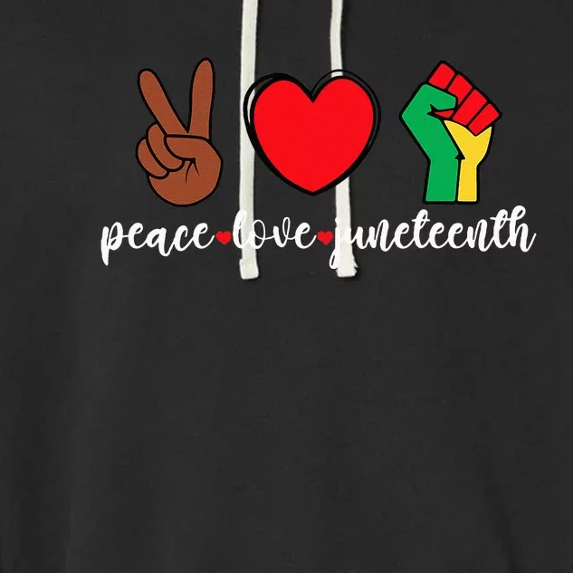 Peace Love Juneteenth Pride Black Girl Black Queen & King Garment-Dyed Fleece Hoodie