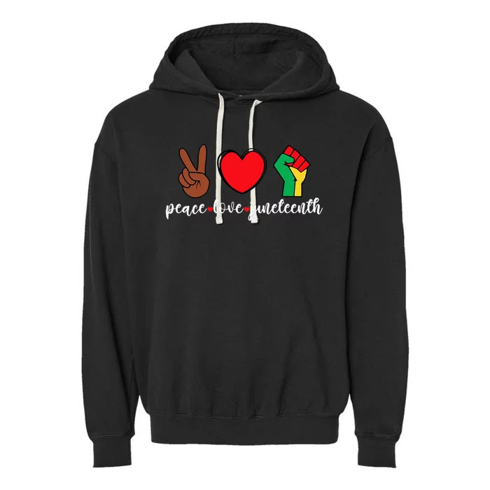 Peace Love Juneteenth Pride Black Girl Black Queen & King Garment-Dyed Fleece Hoodie