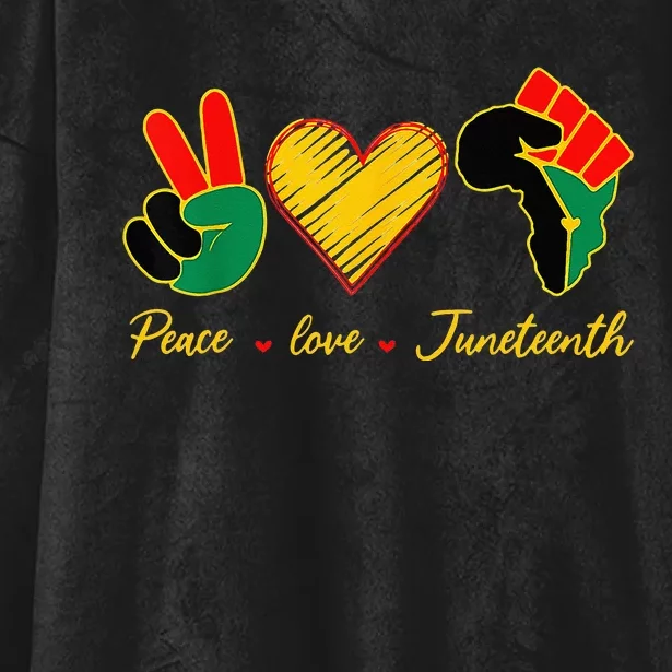 Peace Love Juneteenth Pride Black Girl Black Queen & King Hooded Wearable Blanket