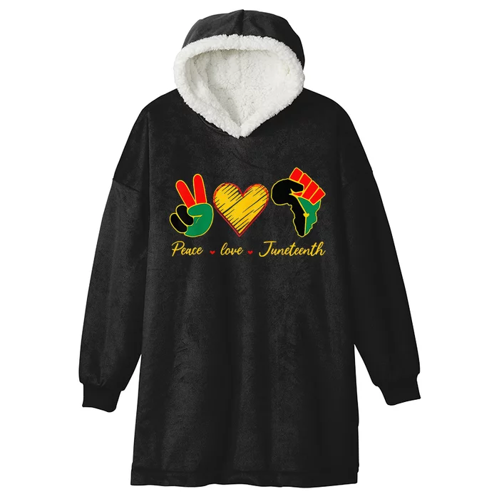 Peace Love Juneteenth Pride Black Girl Black Queen & King Hooded Wearable Blanket