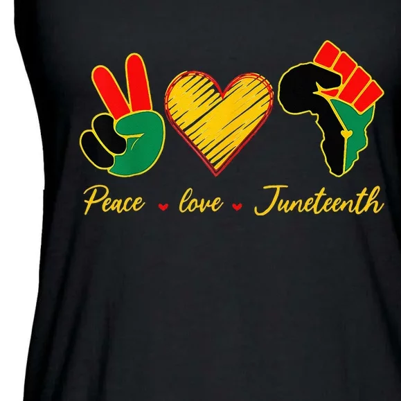 Peace Love Juneteenth Pride Black Girl Black Queen & King Ladies Essential Flowy Tank