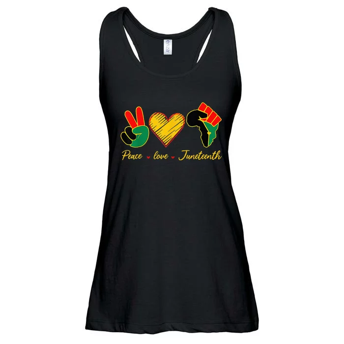 Peace Love Juneteenth Pride Black Girl Black Queen & King Ladies Essential Flowy Tank