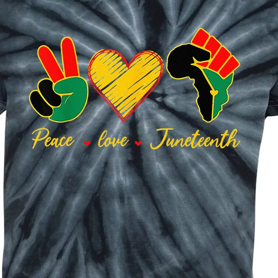 Peace Love Juneteenth Pride Black Girl Black Queen & King Kids Tie-Dye T-Shirt