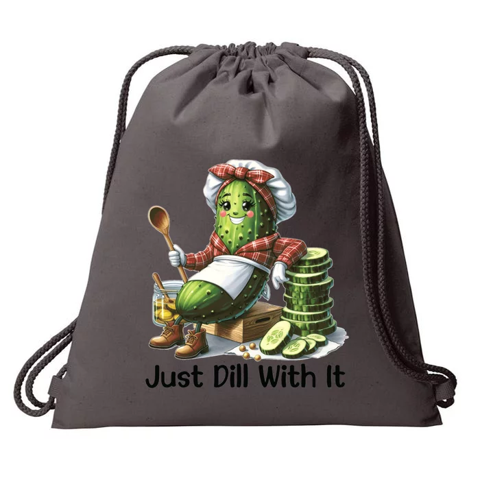 Pickle Lover Just Dill With It Mom Pickle Funny Gift Drawstring Bag