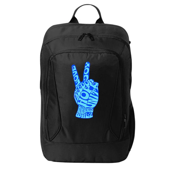 Peace Love Joy Freedom Unity Hope Harris Walz Election 2024 City Backpack