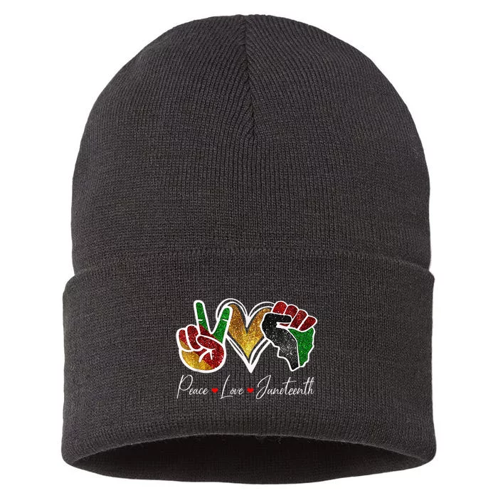 Peace Love Juneteenth Black Pride Freedom 4th Of July Sustainable Knit Beanie