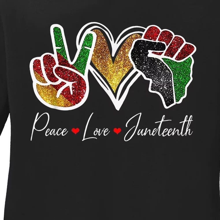 Peace Love Juneteenth Black Pride Freedom 4th Of July Ladies Long Sleeve Shirt