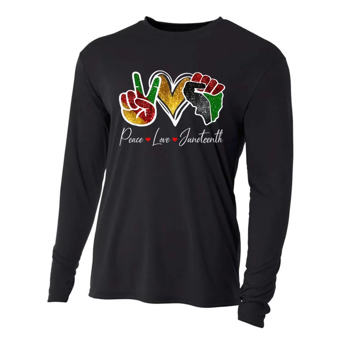 Peace Love Juneteenth Black Pride Freedom 4th Of July Cooling Performance Long Sleeve Crew