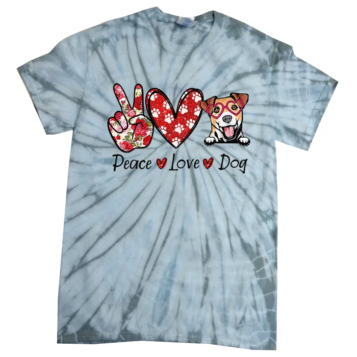 Peace Love Jack Russell Terrier Dog Lovers Leopard Tie-Dye T-Shirt