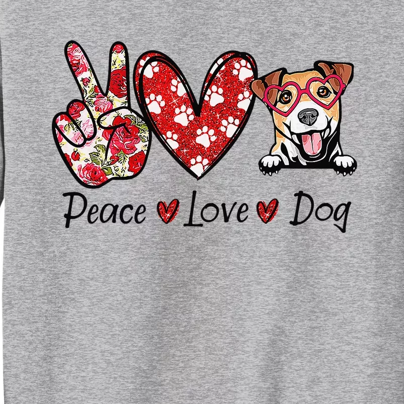 Peace Love Jack Russell Terrier Dog Lovers Leopard Tall Sweatshirt