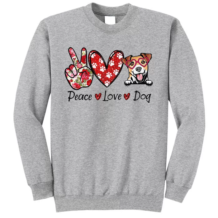 Peace Love Jack Russell Terrier Dog Lovers Leopard Tall Sweatshirt