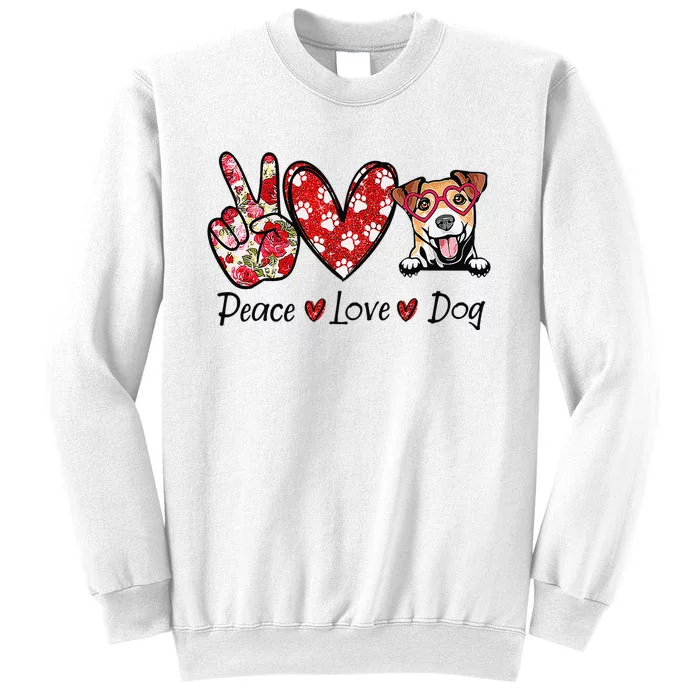 Peace Love Jack Russell Terrier Dog Lovers Leopard Sweatshirt