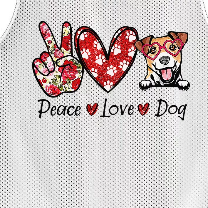 Peace Love Jack Russell Terrier Dog Lovers Leopard Mesh Reversible Basketball Jersey Tank