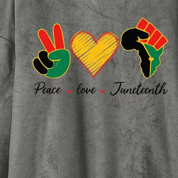 Peace Love Junenth Pride Black Girl Black Queen & King Hooded Wearable Blanket