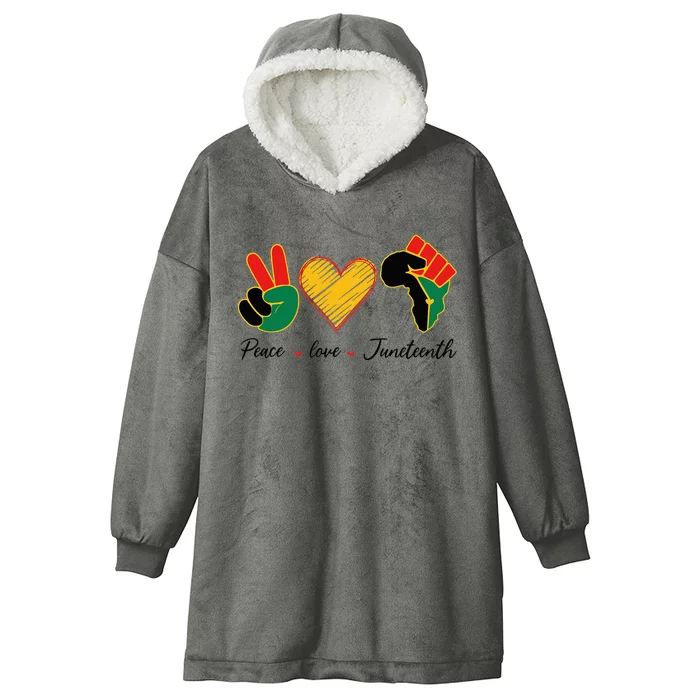 Peace Love Junenth Pride Black Girl Black Queen & King Hooded Wearable Blanket