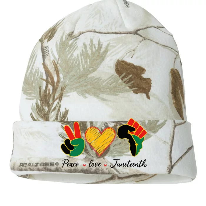 Peace Love Junenth Pride Black Girl Black Queen & King Kati - 12in Camo Beanie