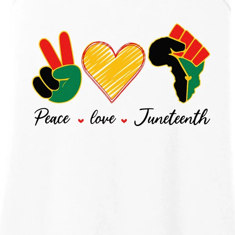 Peace Love Junenth Pride Black Girl Black Queen & King Ladies Essential Tank