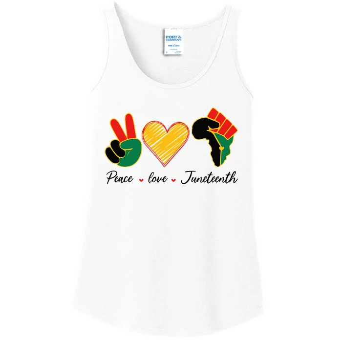 Peace Love Junenth Pride Black Girl Black Queen & King Ladies Essential Tank