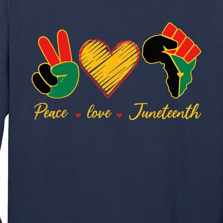 Peace Love Juneteenth Pride Black Black Queen & King Long Sleeve Shirt