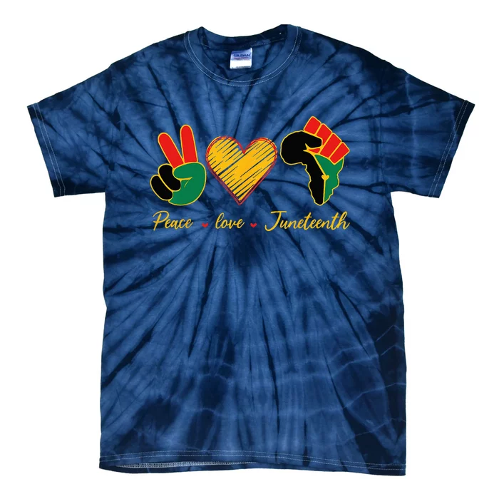 Peace Love Juneteenth Pride Black Black Queen & King Tie-Dye T-Shirt