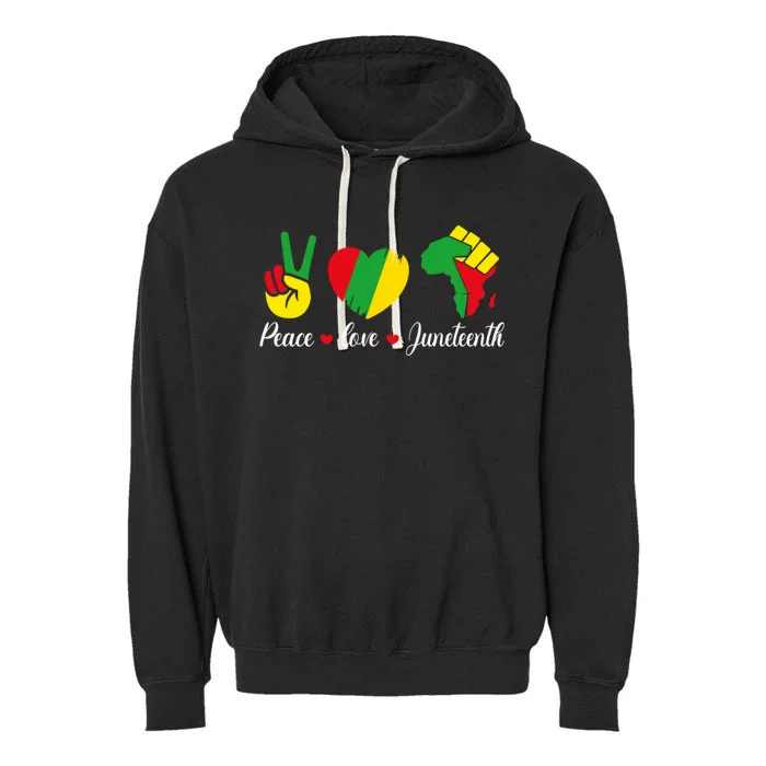 Peace Love Juneteenth African Freedom Black History Month Gift Garment-Dyed Fleece Hoodie