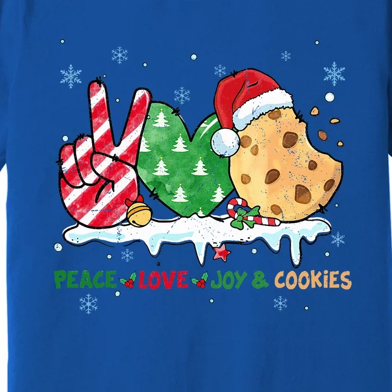 Peace Love Joy And Cookies Funny Christmas Holiday Matching Premium T-Shirt