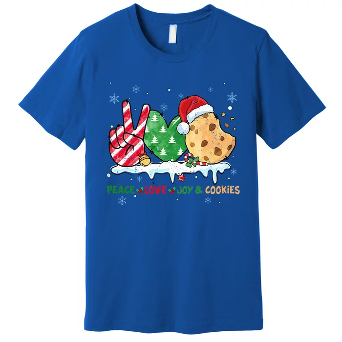 Peace Love Joy And Cookies Funny Christmas Holiday Matching Premium T-Shirt