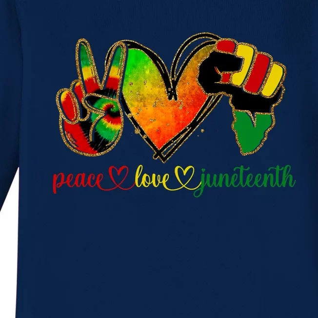 Peace Love Juneteenth Black Pride Freedom Gift Baby Long Sleeve Bodysuit