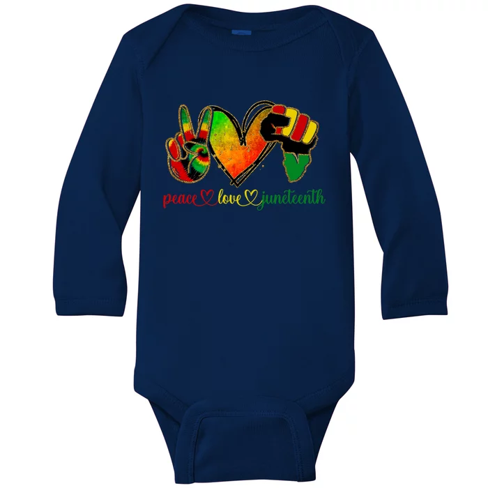 Peace Love Juneteenth Black Pride Freedom Gift Baby Long Sleeve Bodysuit