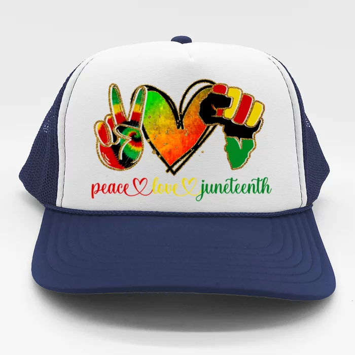 Peace Love Juneteenth Black Pride Freedom Gift Trucker Hat