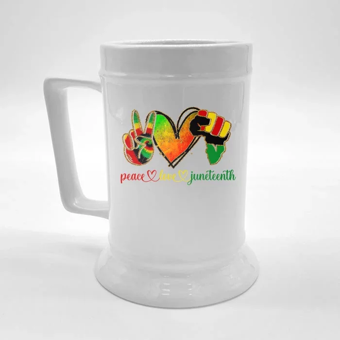 Peace Love Juneteenth Black Pride Freedom Gift Front & Back Beer Stein