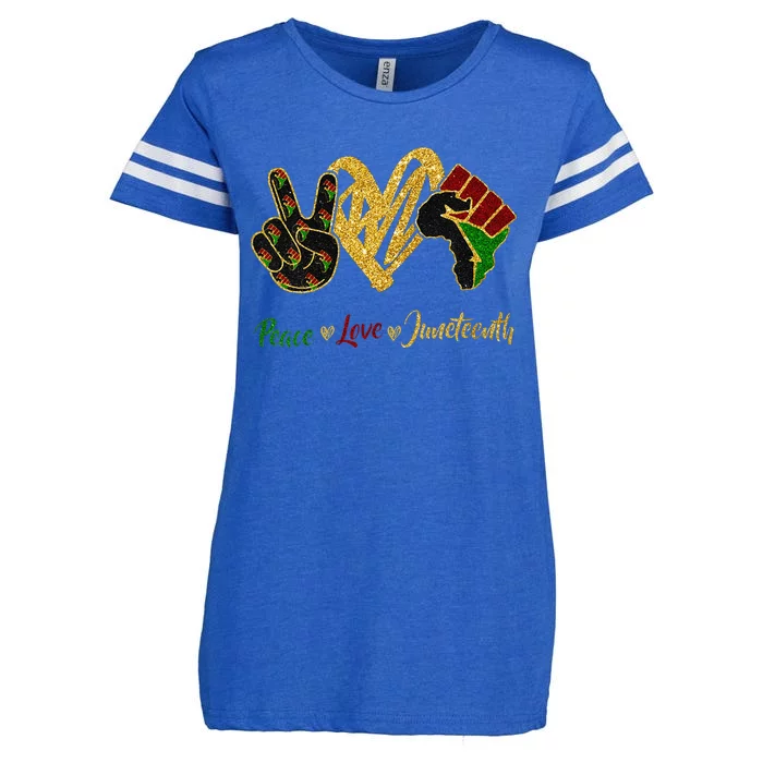 Peace Love Juneteenthwo For Black Freedom Enza Ladies Jersey Football T-Shirt